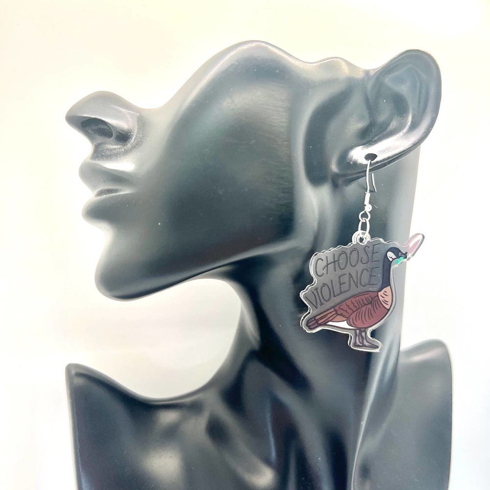 Choose Violence Earrings - Geese Earrings - Halloween Earrings - Knife Earrings - Picture 7 of 8